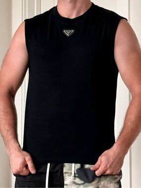 Men's Black Sleeveless Logo Tank